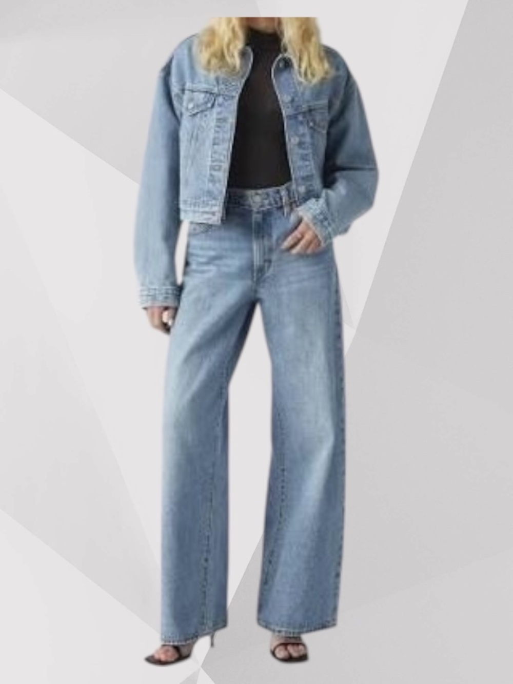 LEVI'S XL FLOOD Wide Leg Jeans 28x32 Med Wash 100% Cotton High Rise EUC